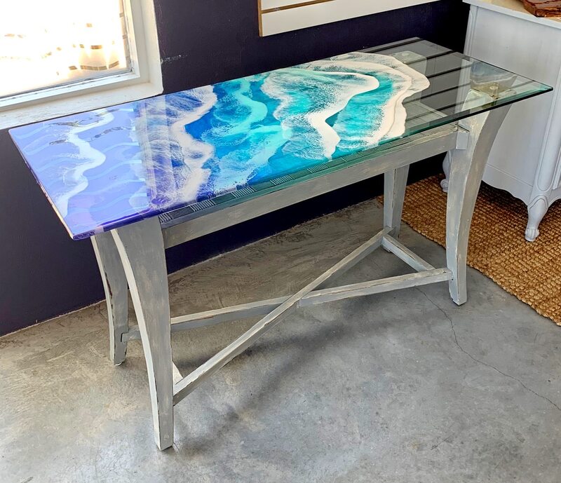 Ocean resin glass sofa table or entry table