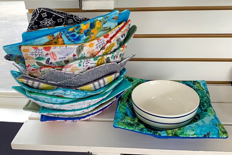 Hand-sewn fabric bowl holders