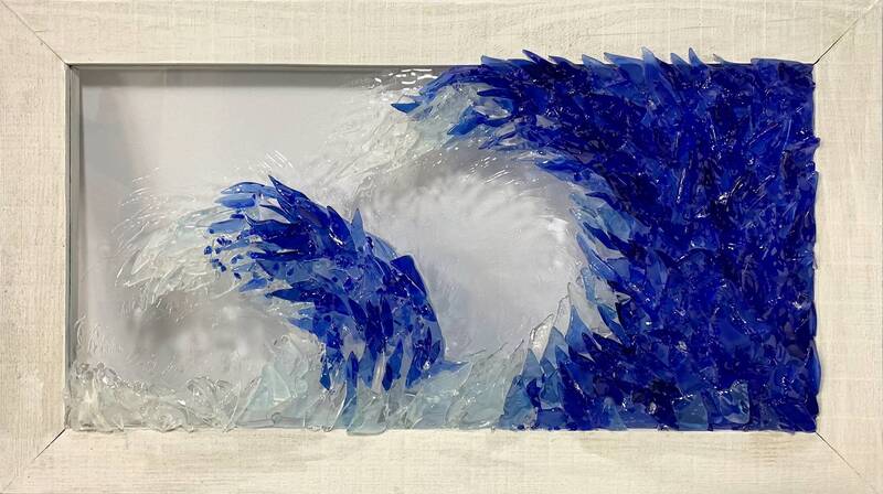 Ocean waves sea glass art