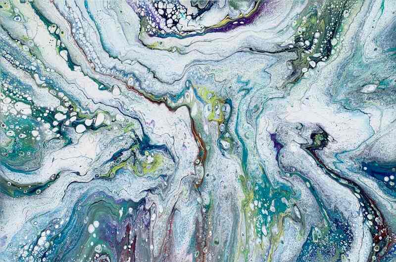 Multi-colored fluid abstract painting.