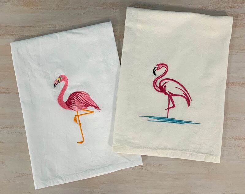 Flamingo dish towel