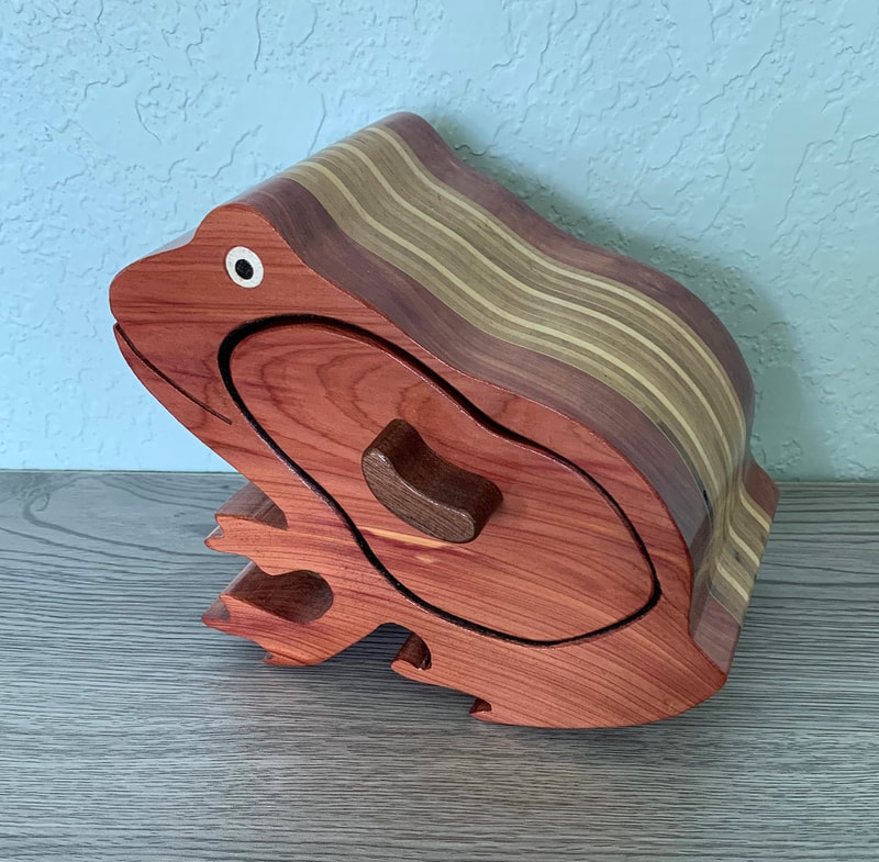 Handcrafted wooden trinket box.