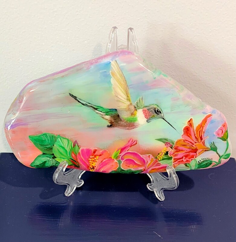 Hummingbird tabletop painting