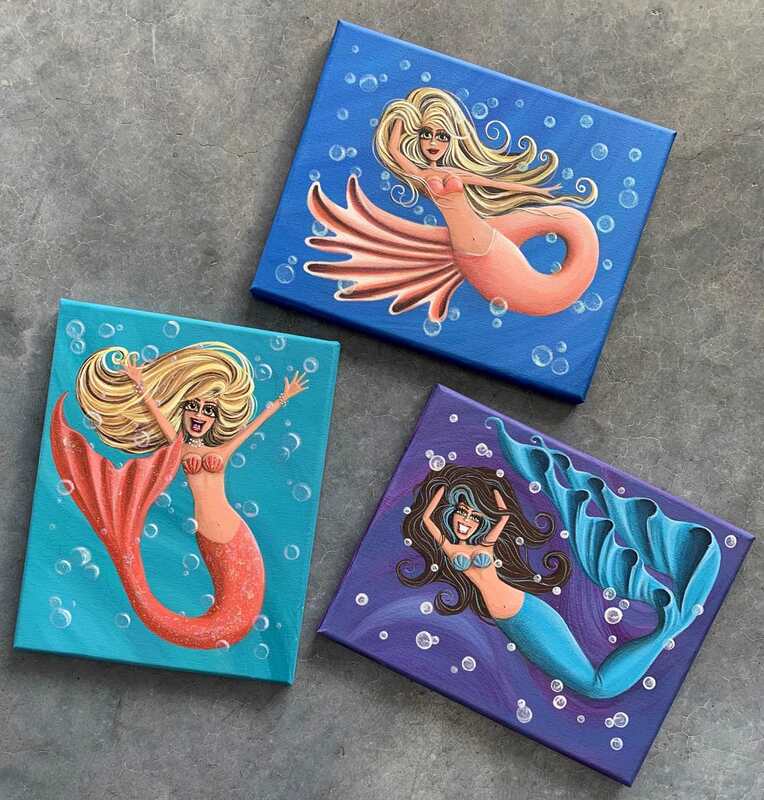 Hand-painted mermaids