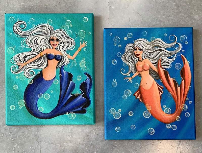 Silver haired mermaid art