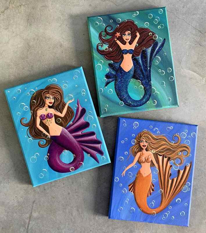 Fun mermaid paintings