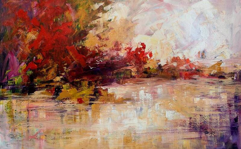 Abstract river landscape painting