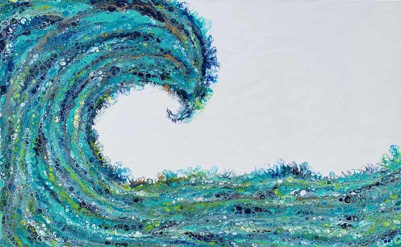 Large wave painting with cells.