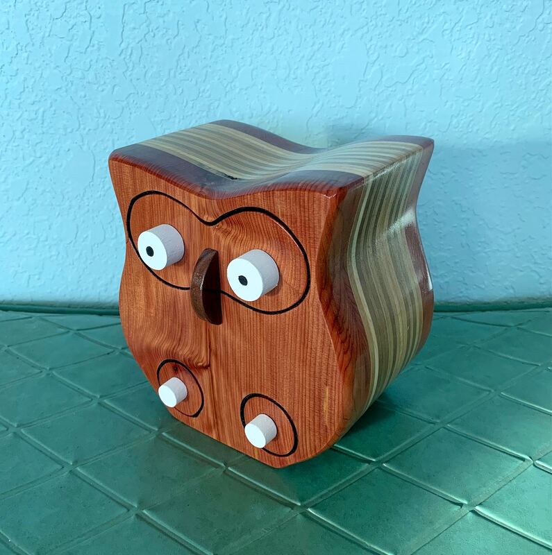Handmade owl-shaped jewelry box.