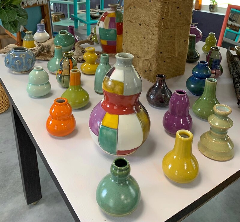 Handmade pottery vases.