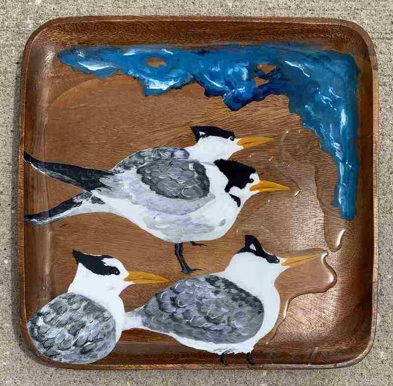 Royal Tern painting on upcycled wood.