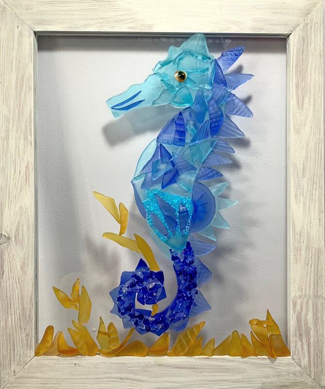 Seahorse sea glass artwork
