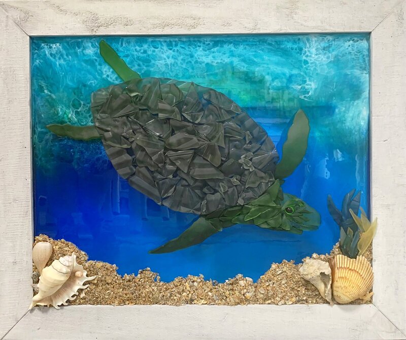 Sea glass turtle art