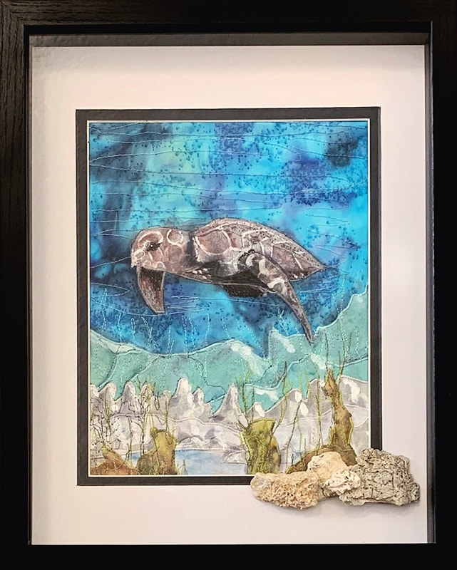 Framed sea turtle art