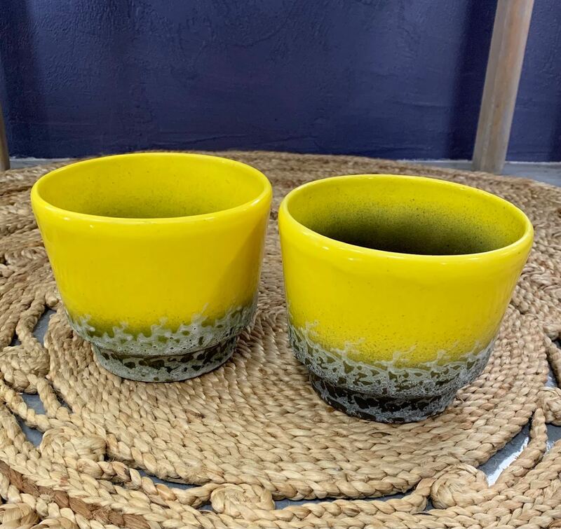 Retro yellow flower pots.